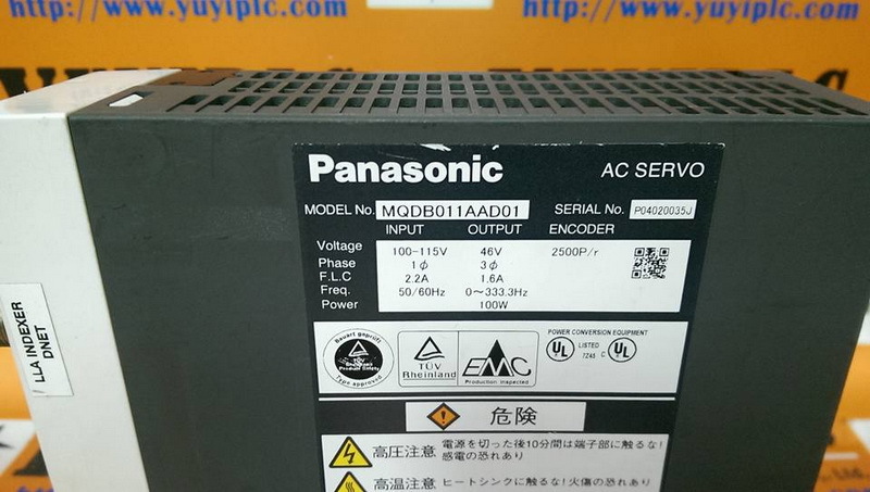 PANASONIC MQDB011AAD01 AC SERVO DRIVER - 裕益科技自動化設備可程式編碼器PLC分散式控制系統DCS